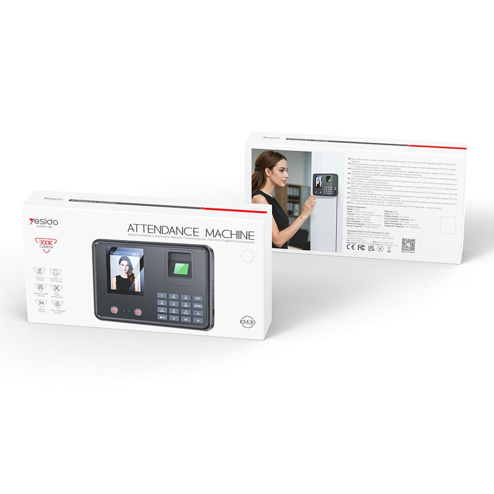 Yesido KM30 Biometric Time Attendance Device, Black