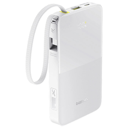 Baseus EnerFill Bipow2 Pro External Battery, 10000mAh, 22.5W, QC + PD, 1 x USB-A - 2 x USB-C, White E0027601