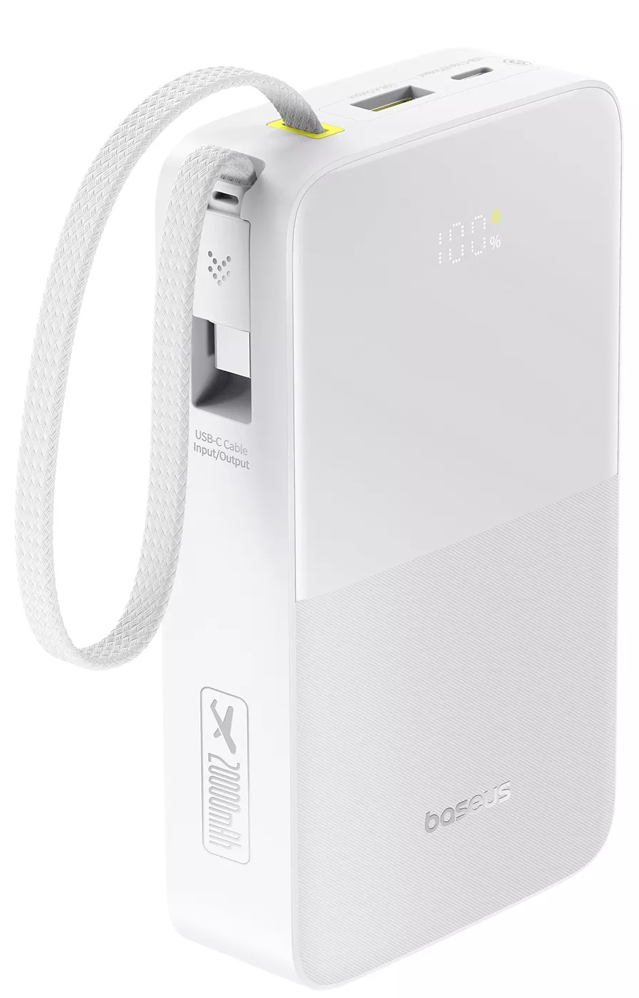 Baseus EnerFill Bipow2 Pro External Battery, 20000mAh, 22.5W, QC + PD, 1 x USB-A - 2 x USB-C, White E0027700