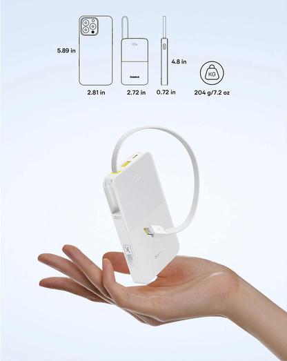 Baseus EnerFill Bipow2 Pro External Battery, 10000mAh, 22.5W, QC + PD, 1 x USB-A - 2 x USB-C, White E0027601