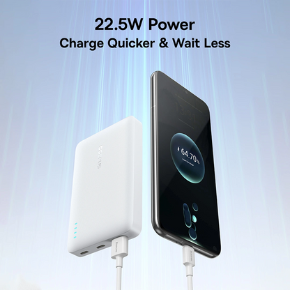 Baseus EnerFill FP21 External Battery, 10000mAh, 22.5W, QC + PD, 1 x USB-A - 2 x USB-C, White P1008210D213-00