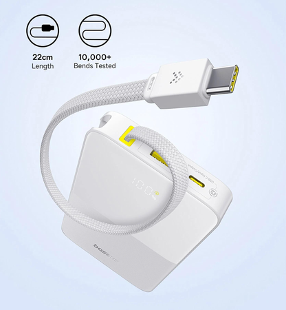 Baseus EnerFill Bipow2 Pro External Battery, 10000mAh, 22.5W, QC + PD, 1 x USB-A - 2 x USB-C, White E0027601