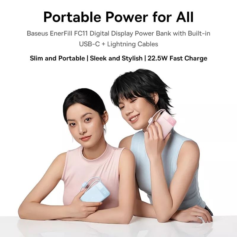 Baseus EnerFill FC11 External Battery, 10000mAh, 22.5W, QC + PD, 1 x Lightning - 1 x USB-A - 2 x USB-C, Black E0027R04