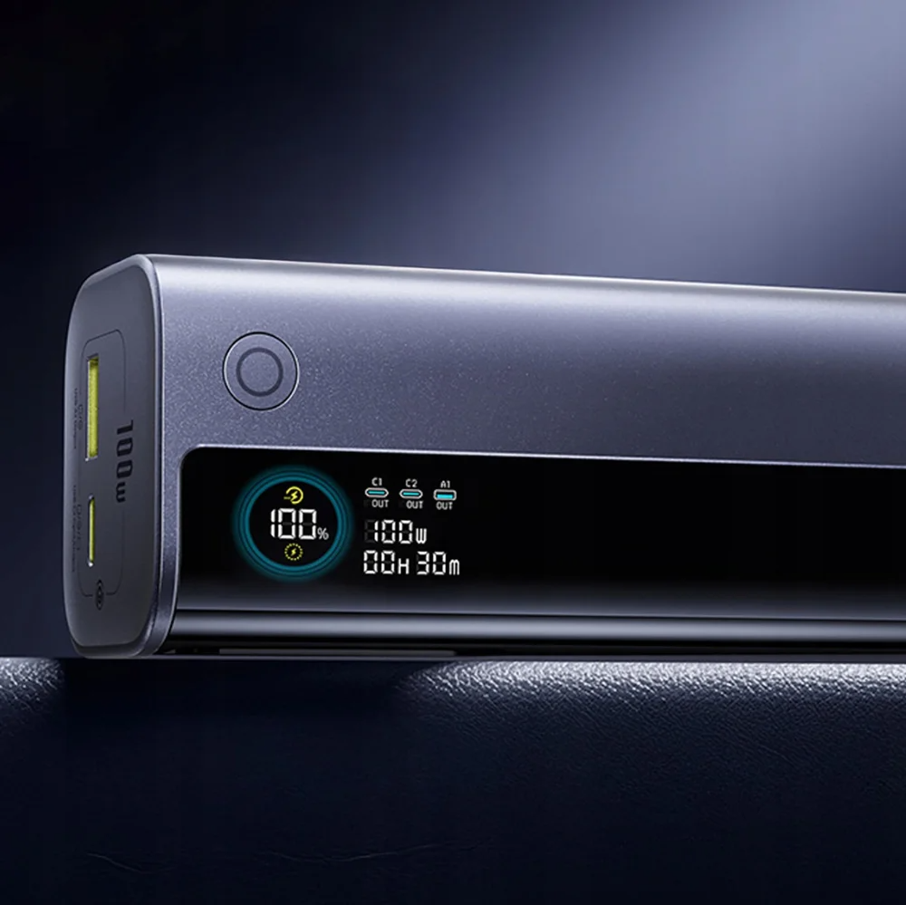 Baseus EnerGeek GR11 External Battery, 10000mAh, 100W, QC + PD, 1 x USB-A - 2 x USB-C, Gray E0027A01