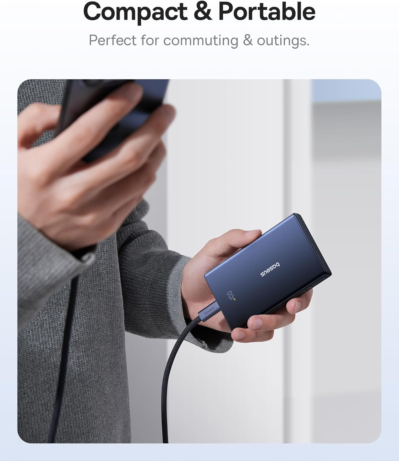 Baseus PicoGo External Battery, 10000mAh, 20W, QC + PD, 1 x USB-A - 2 x USB-C, White P10076801213-00
