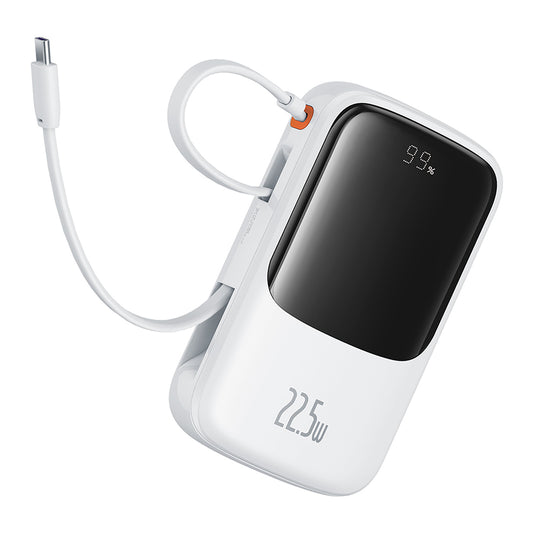 Baseus Qpow Pro+ External Battery, 10000mAh, 22.5W, QC + PD, 1 x USB-A - 2 x USB-C, White P10067101213-00