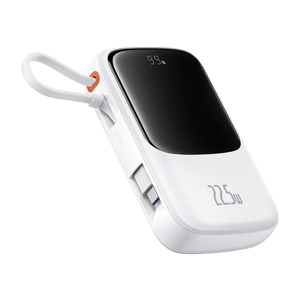 Baseus Qpow Pro+ External Battery, 10000mAh, 22.5W, QC + PD, 1 x USB-A - 2 x USB-C, White P10067101213-00