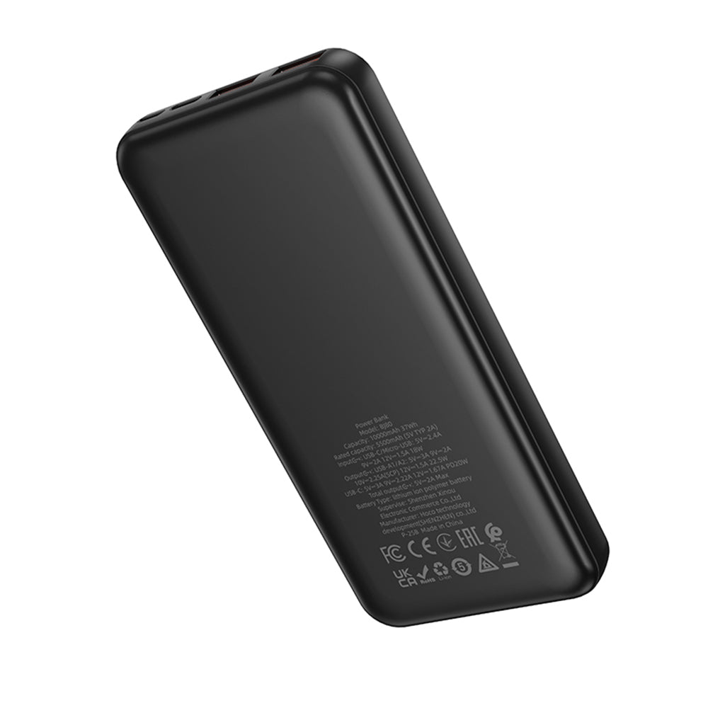 Borofone BJ80A Clever External Battery, 10000mAh, 22.5W, QC + PD, 1 x USB-C - 2 x USB-A, Black