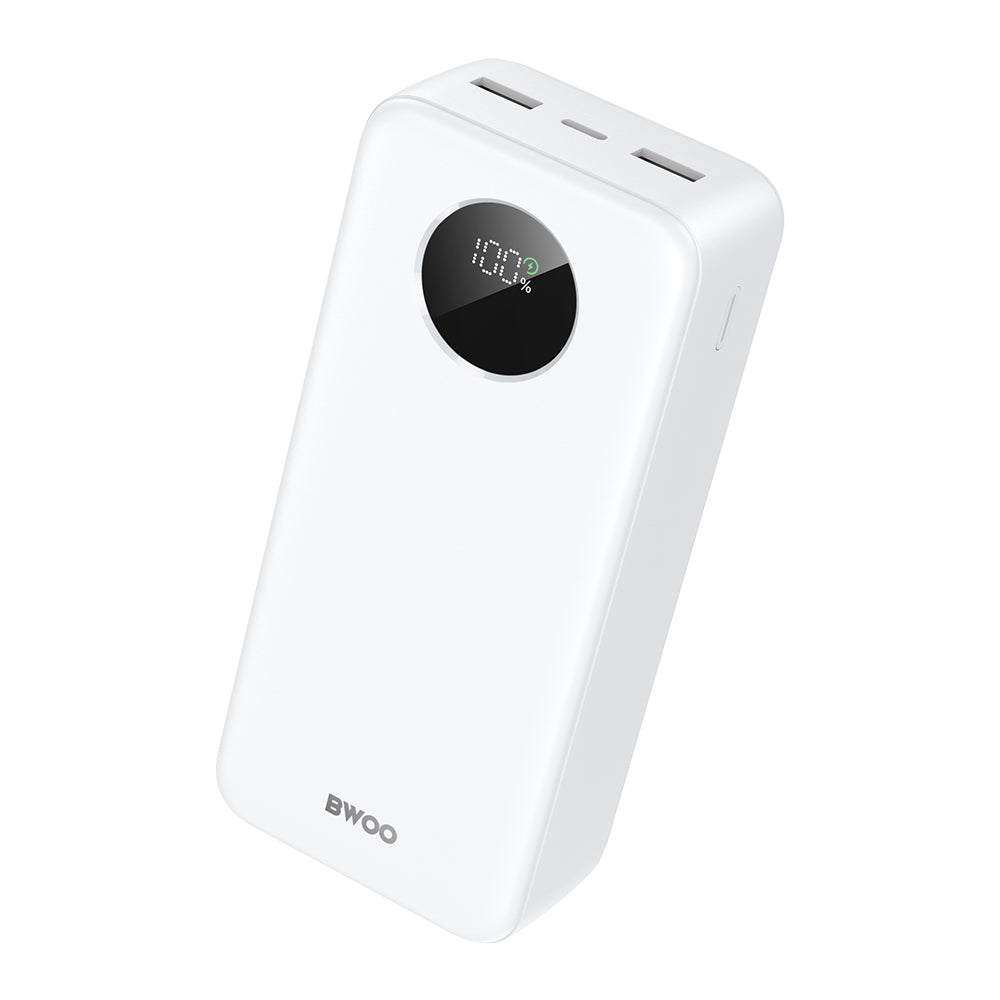 External Battery BWOO BO-P64, 30000mAh, 22.5W, QC + PD, 1 x USB-C - 2 x USB-A, White