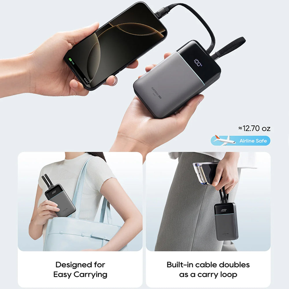 Cuktech LPB200NL External Battery, 20000mAh, 40W, QC + PD, 1 x Lightning - 1 x USB-A - 2 x USB-C, Gray CKB200NLGLGY