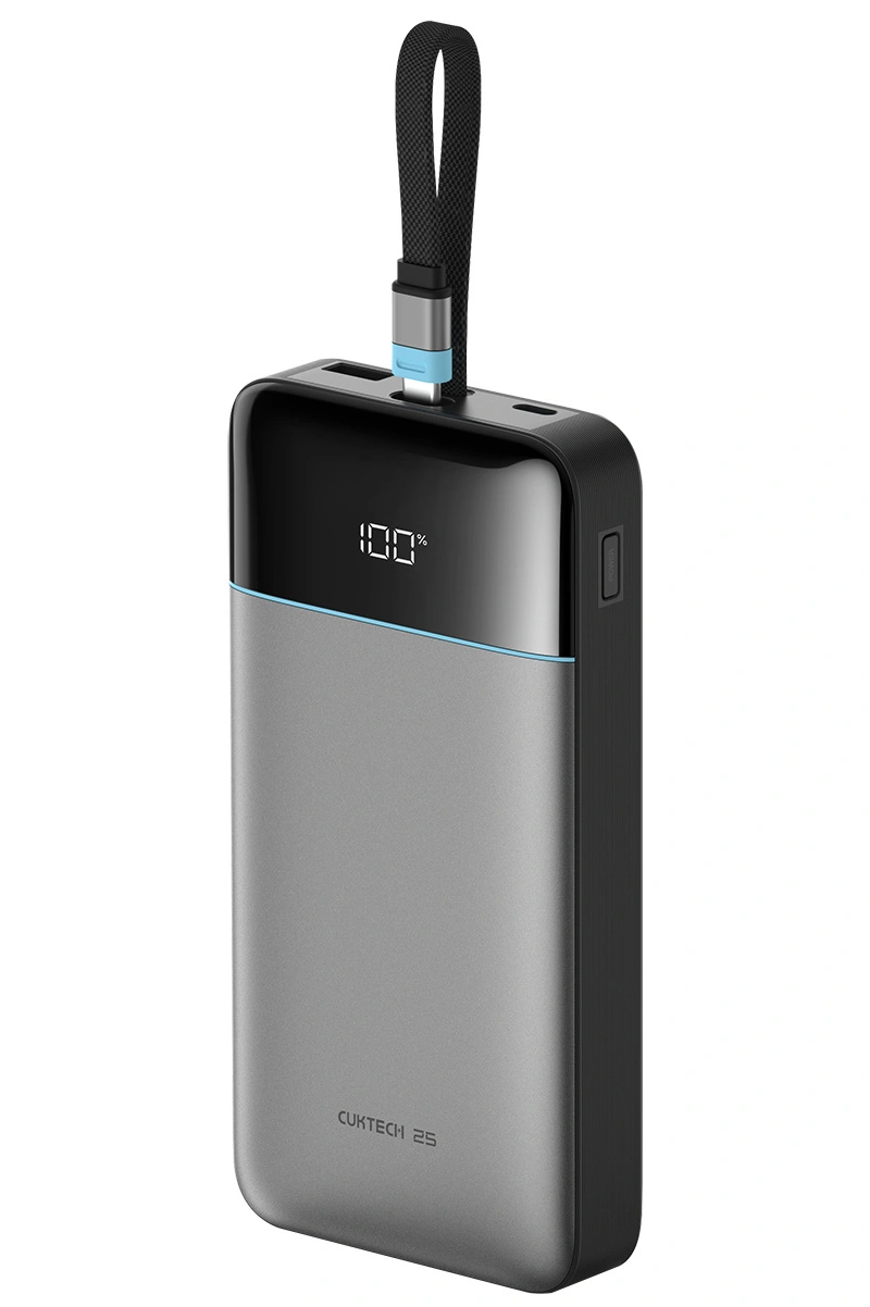 Cuktech LPB252N External Battery, 25000mAh, 120W, QC + PD, 1 x USB-A - 2 x USB-C, Gray