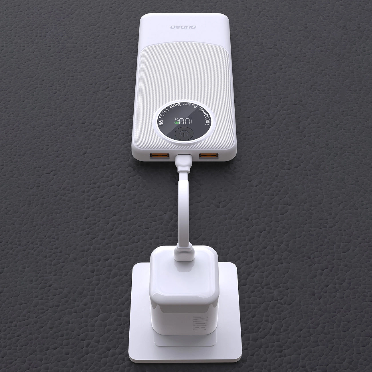 Dudao K12 External Battery, 10000mAh, 22.5W, QC + PD, 1 x USB-C - 2 x USB-A, White