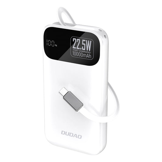 Dudao K31 External Battery, 10000mAh, 22.5W, PD, 2 x USB-C, White