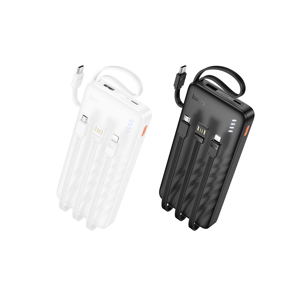 HOCO J146 External Battery, 10000mAh, 10W, 1 x Lightning - 1 x microUSB - 1 x USB-A - 1 x USB-C, Black