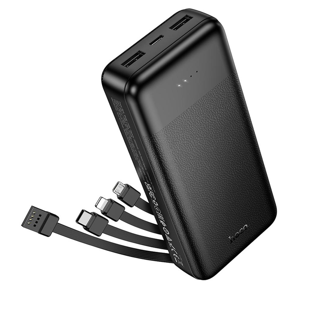 HOCO J163A Power Bank, 20000mAh, 10W, 1 x Lightning - 1 x microUSB - 1 x USB-C - 2 x USB-A, Black