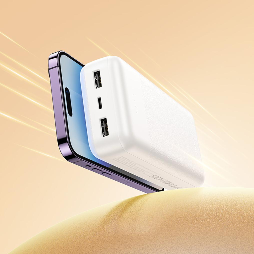 HOCO J163A Power Bank, 20000mAh, 10W, 1 x Lightning - 1 x microUSB - 1 x USB-C - 2 x USB-A, White