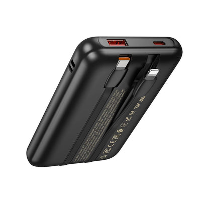 HOCO Q37 External Battery, 10000mAh, 22.5W, QC + PD, 1 x Lightning - 1 x USB-A - 2 x USB-C, Black