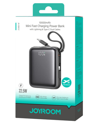 Joyroom JR-PBF27 External Battery, 10000mAh, 22.5W, QC + PD, 1 x Lightning - 2 x USB-C, Black