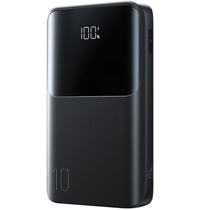 Joyroom JR-QP191 External Battery, 10000mAh, 22.5W, QC + PD, 1 x USB-A - 2 x USB-C, Black