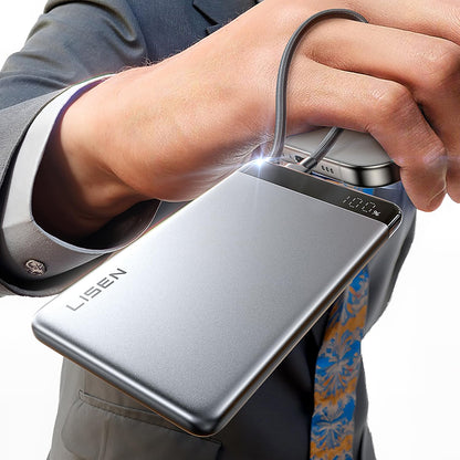 Lisen External Battery, 10000mAh, 22.5W, PD, 2 x USB-C, Gray