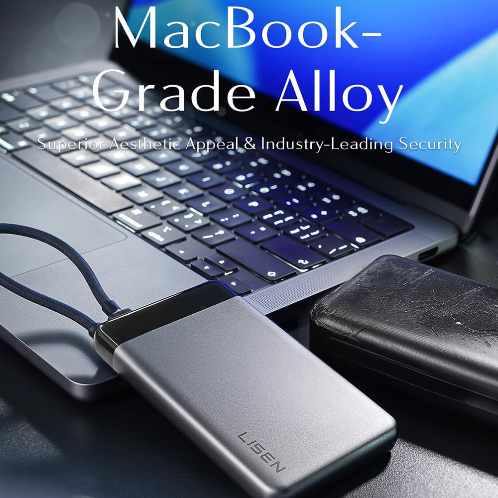 Lisen External Battery, 10000mAh, 22.5W, PD, 2 x USB-C, Gray