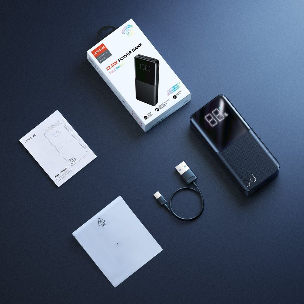 Joyroom JR-QP193 External Battery, 30000mAh, 22.5W, QC + PD, 1 x USB-C - 2 x USB-A, Black