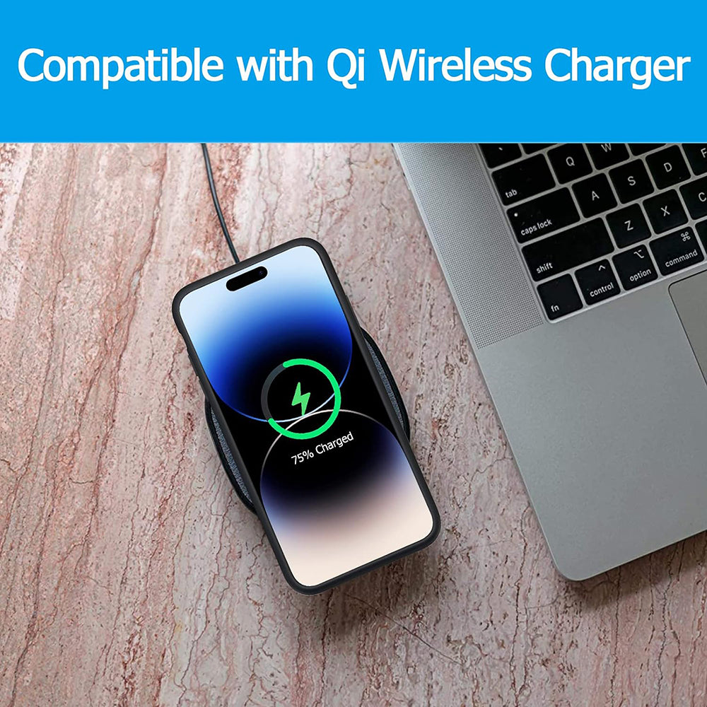 External Battery Case Wireless Techsuit Power Pro Battery for Apple iPhone 15, 7000mAh, Black