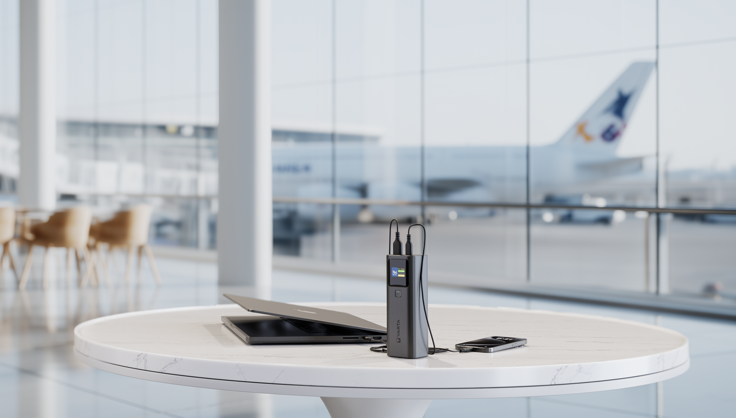 Varta High Speed External Battery, 27000mAh, 140W, QC + PD, 1 x USB-A - 2 x USB-C, Black