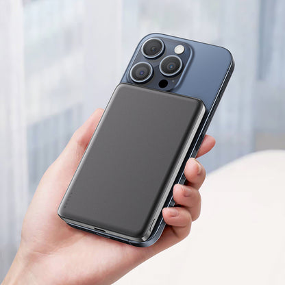 Acefast M8 Wireless External Battery, 5000mAh, 18W, PD + FQI, 1 x QI - 1 x USB-C, Black