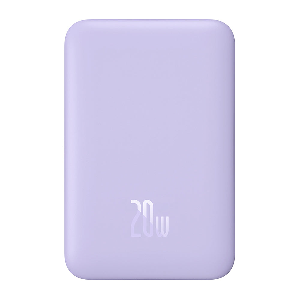Baseus Magnetic Mini Wireless External Battery, 10000mAh, 20W, PD + FQI, 1 x QI - 1 x USB-C, Purple PPCX110105