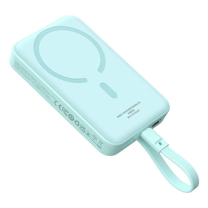 Baseus Magnetic Mini Wireless External Battery, 10000mAh, 30W, PD + FQI, 1 x Lightning - 1 x QI - 1 x USB-C, Blue P1002210B333-00