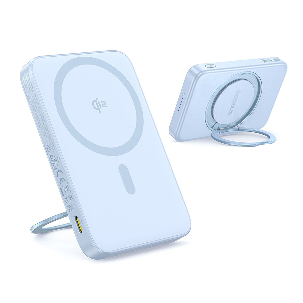 Baseus PicoGo External Wireless Battery, 5000mAh, 20W, PD + FQI, 1 x QI - 1 x USB-C, Blue P10076800313-00