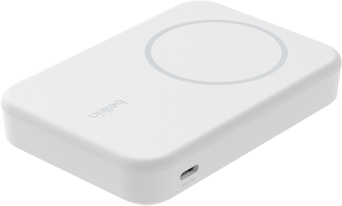 Belkin BoostCharge Pro Wireless External Battery with Kickstand, 8000mAh, 15W, FQI, 1 x QI - 1 x USB-C, White BPD007btWH