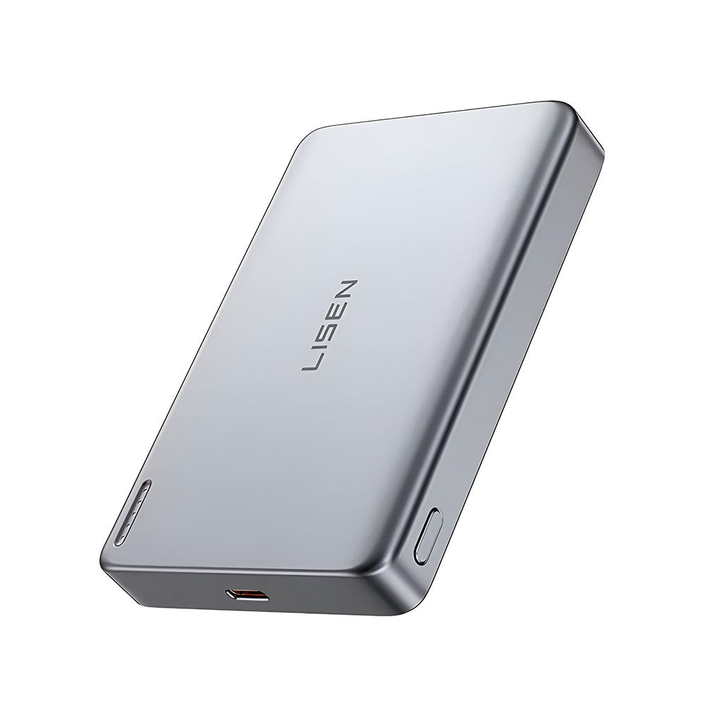 Lisen L601 Pro Wireless External Battery, 10000mAh, 27W, PD + FQI, 1 x QI - 1 x USB-C, Gray YL0325100009