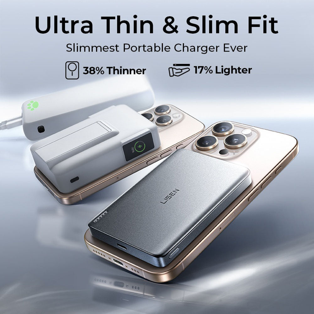 Lisen L601 Pro Wireless External Battery, 10000mAh, 27W, PD + FQI, 1 x QI - 1 x USB-C, Gray YL0325100009