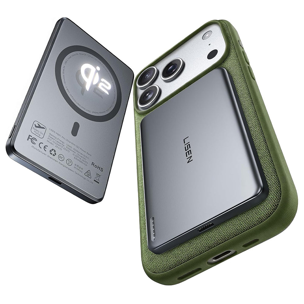 Wireless External Battery Lisen L601 Pro, 5000mAh, 22.5W, PD + FQI, 1 x QI - 1 x USB-C, Gray YL0325090011