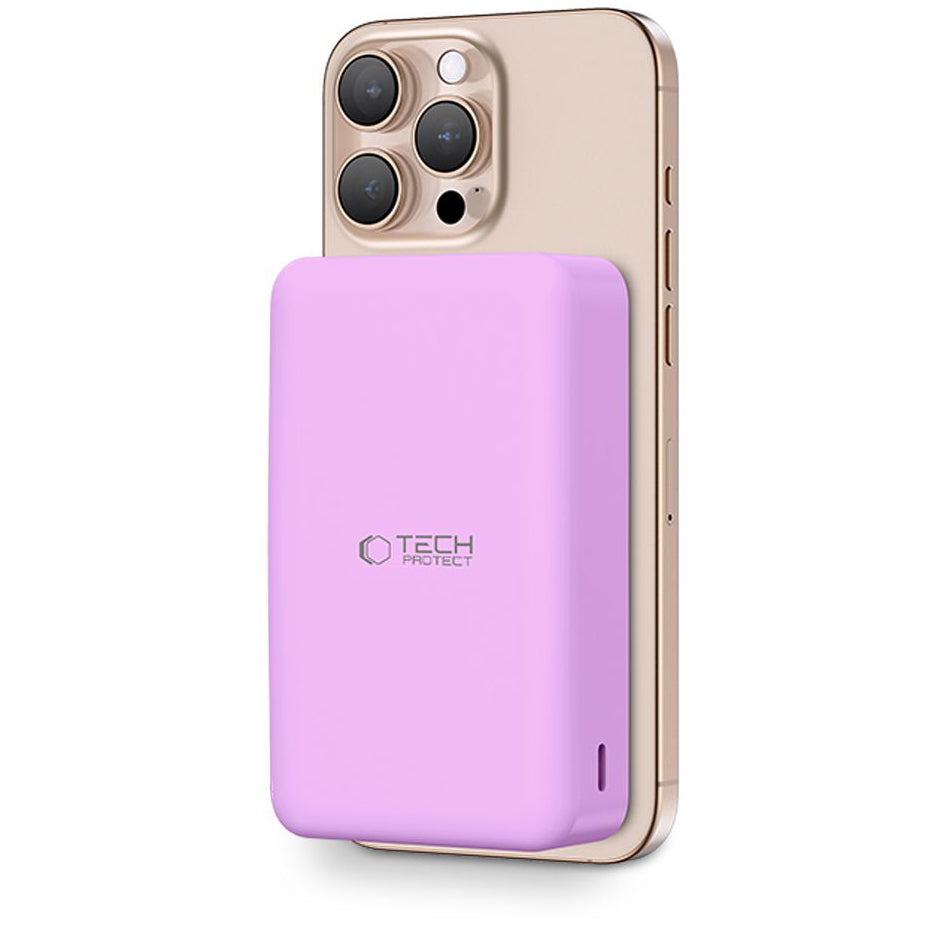 External Wireless Battery Tech-Protect PB12 LifeMag, 20000mAh, 20W, QC + PD + FQI, 1 x QI - 1 x USB-A - 1 x USB-C, Purple