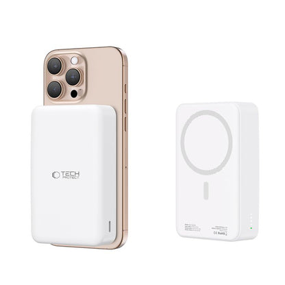 External Wireless Battery Tech-Protect PB12 LifeMag, 20000mAh, 20W, QC + PD + FQI, 1 x QI - 1 x USB-A - 1 x USB-C, White