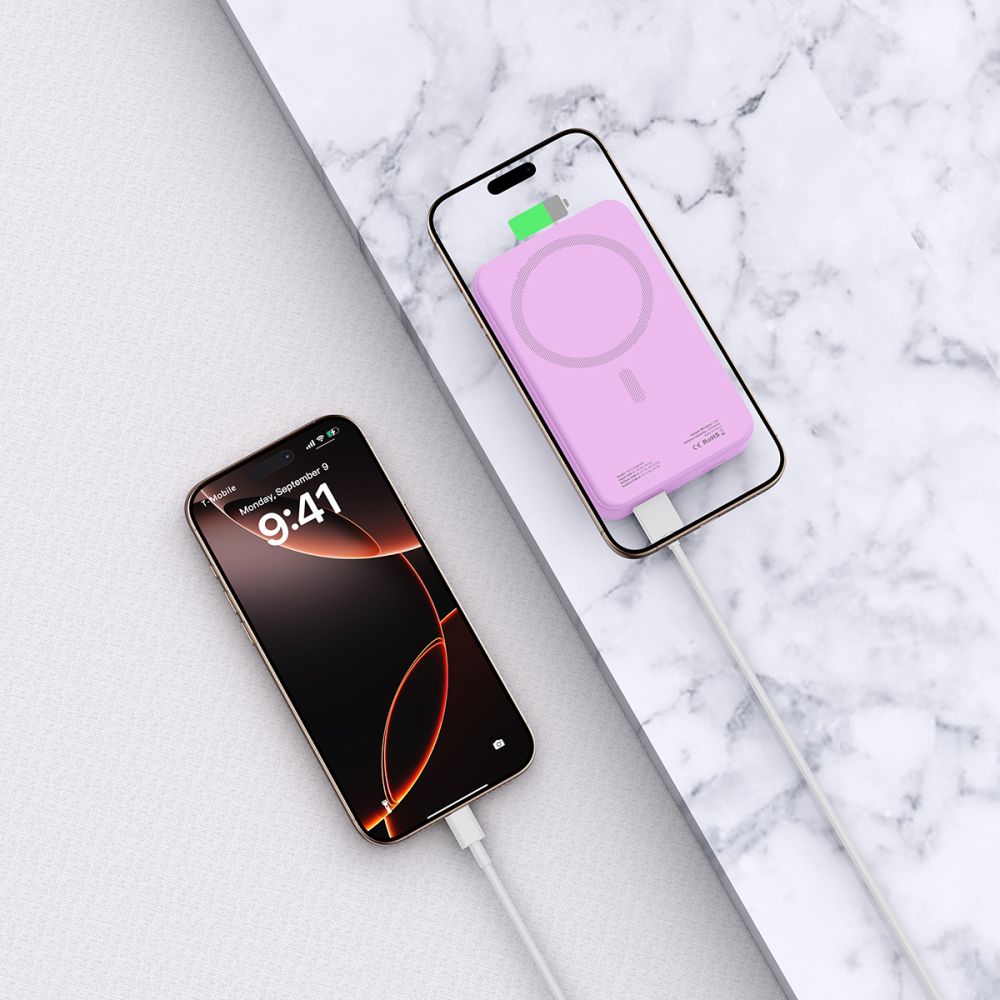 External Wireless Battery Tech-Protect PB12 LifeMag, 20000mAh, 20W, QC + PD + FQI, 1 x QI - 1 x USB-A - 1 x USB-C, Purple