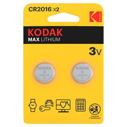 Kodak Max Lithium Battery, CR2016, Set of 2 pieces