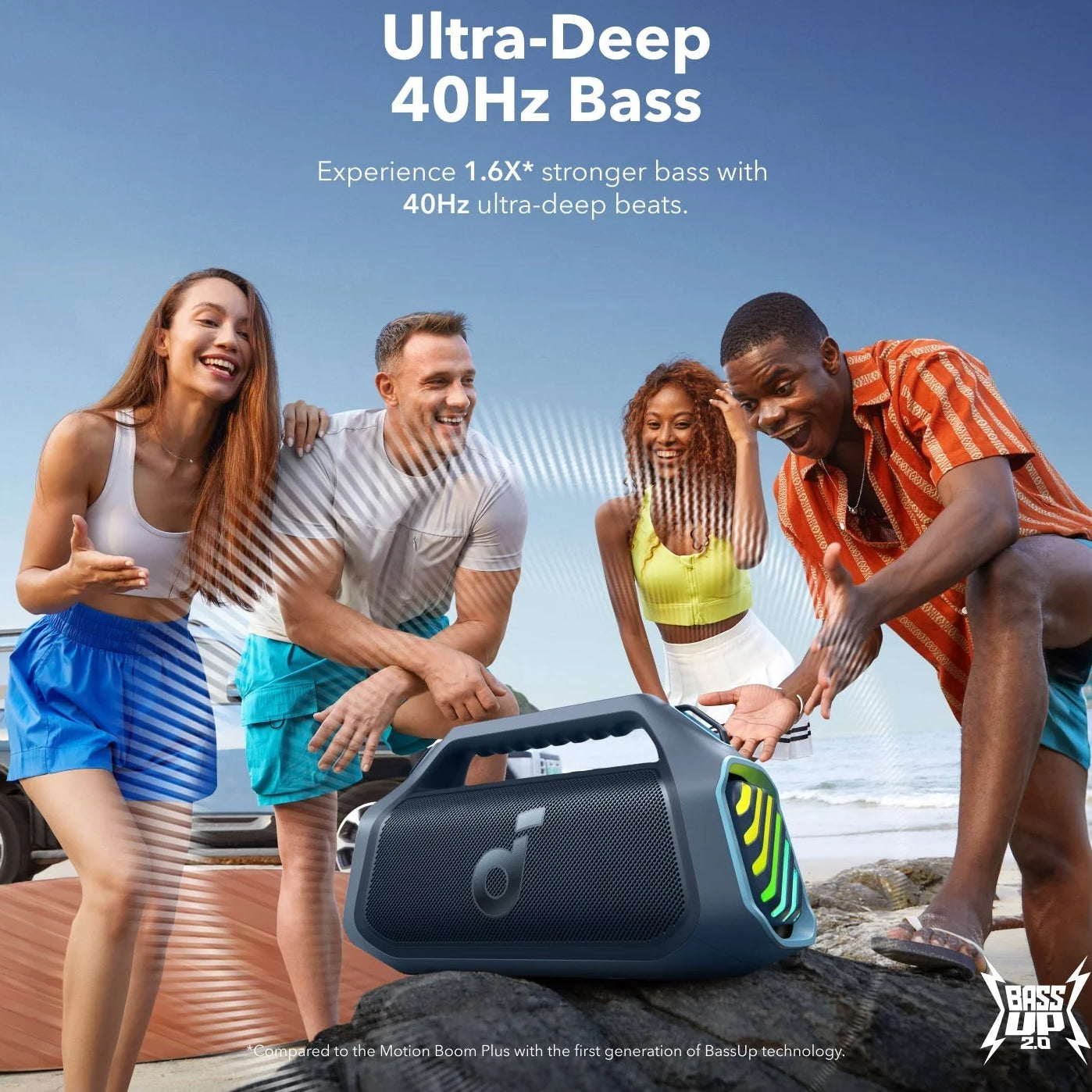 Portable Bluetooth Speaker Anker Soundcore Boom 2 Plus, 140W, RGB, Waterproof, Blue A3134031 