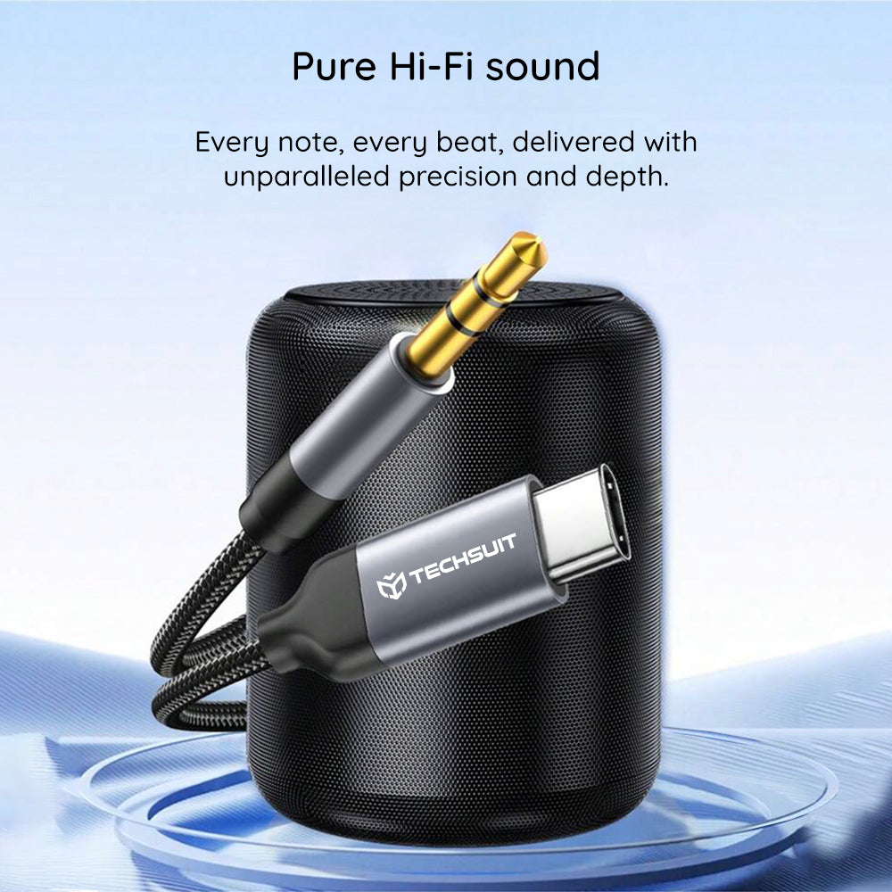 USB-C to 3.5mm Techsuit AC11 FuseXound Audio Cable, 0.5m, Gray