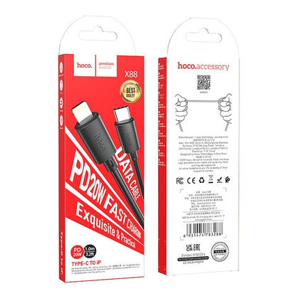 USB-C to Lightning Data and Charging Cable HOCO X88, 20W, 1m, Black