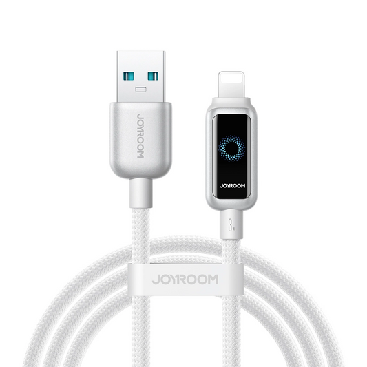 USB-A to Lightning Data and Charging Cable Joyroom S-A55 StarFlight Display, 18W, 1.2m, White