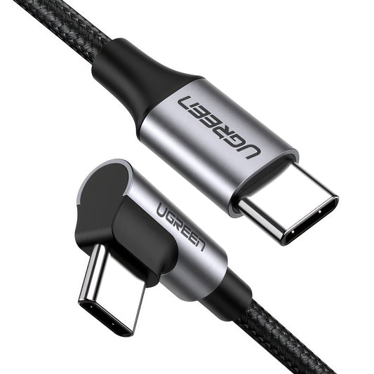 UGREEN US255 Angled USB-C to USB-C Data and Charging Cable, 60W, 3m, Gray
