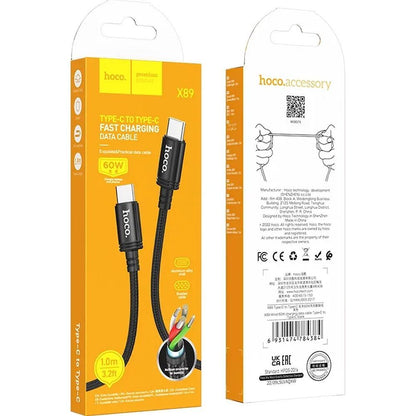 USB-C Data and Charging Cable - USB-C HOCO X89, 60W, 1m, Black