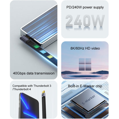 USB-C Data and Charging Cable - USB-C OEM Angled 8K Video, 240W, 0.15m, Black
