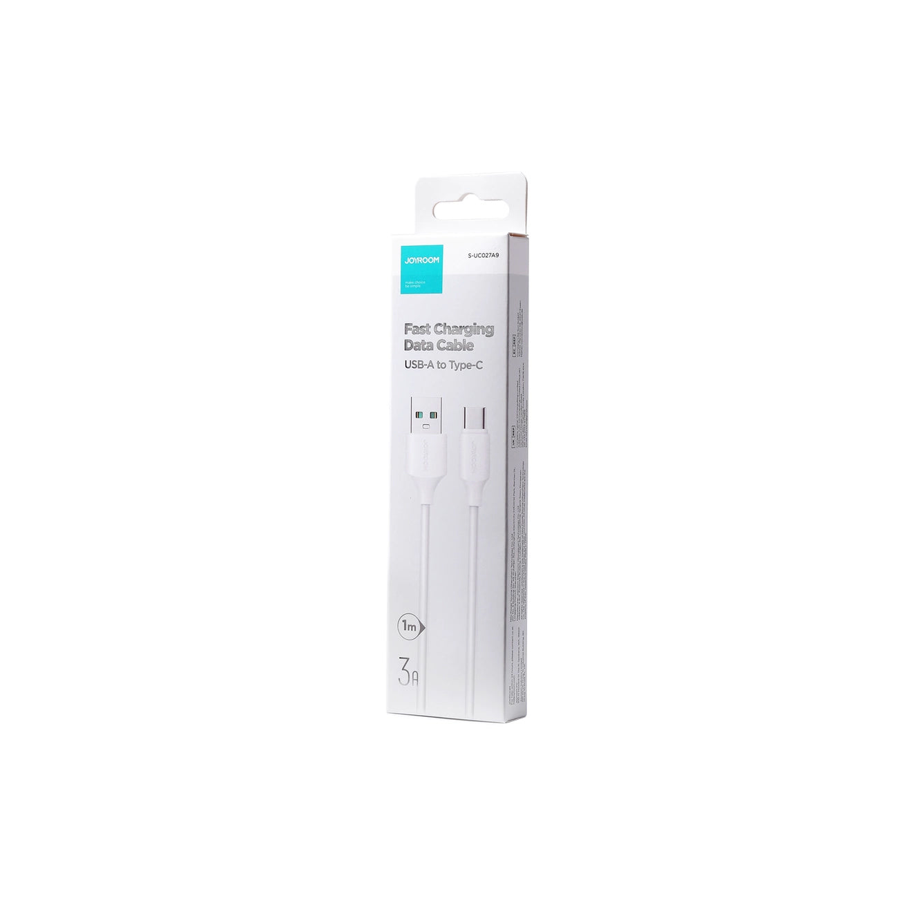 USB-A to USB-C Data and Charging Cable Joyroom S-A9, 20W, 1m, White