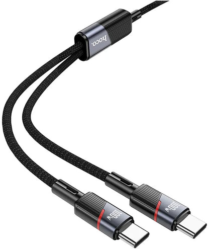 USB-C Data and Charging Cable - 2 x USB-C HOCO U139 2in1, 100W, 1.2m, Black