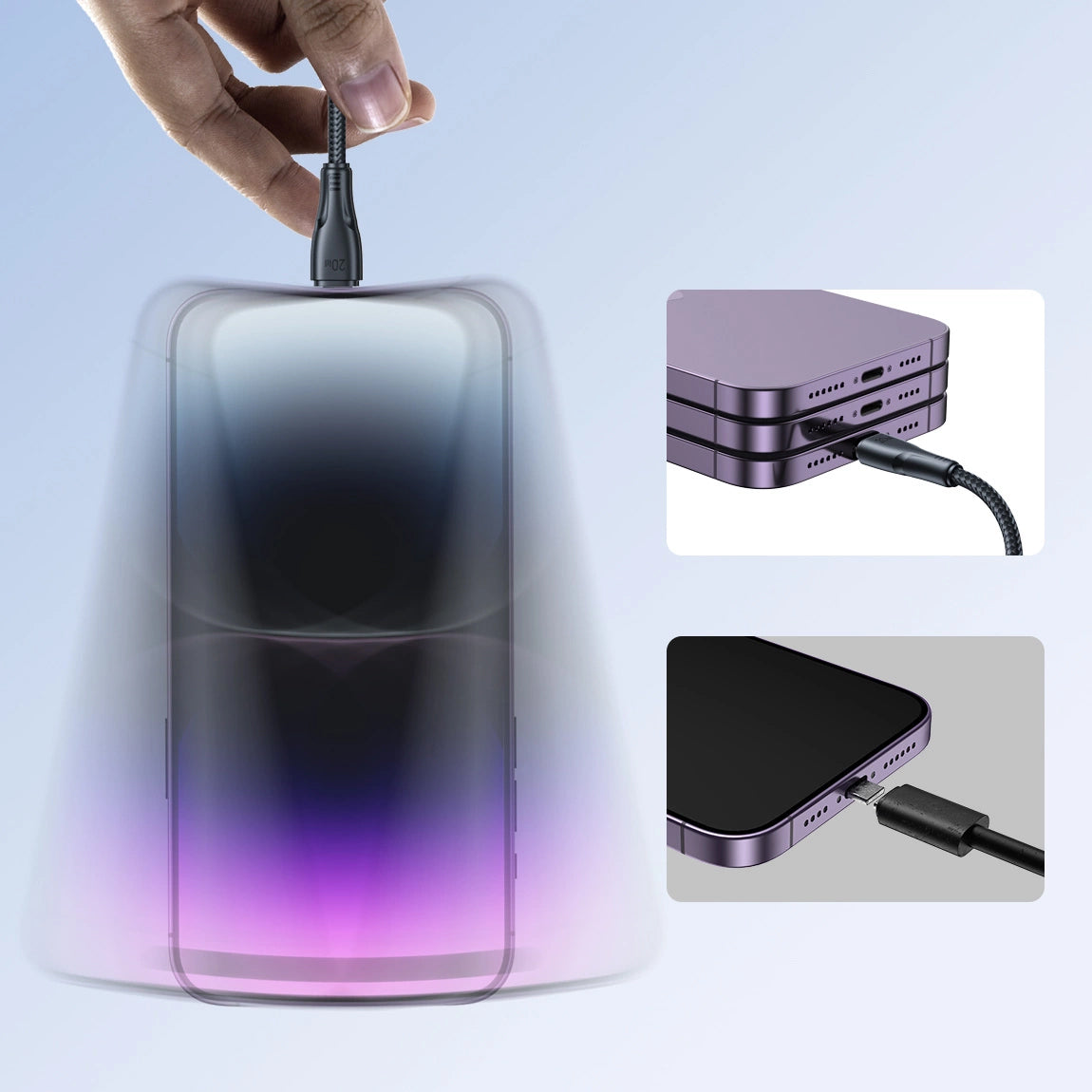 USB-C to Lightning Data and Charging Cable Joyroom S-A11, 20W, 0.25m, Black